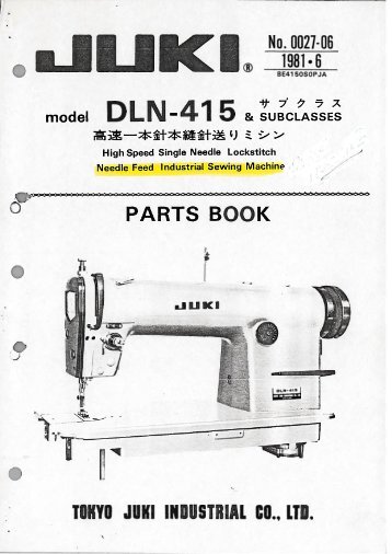 Parts book for Juki DLN-415