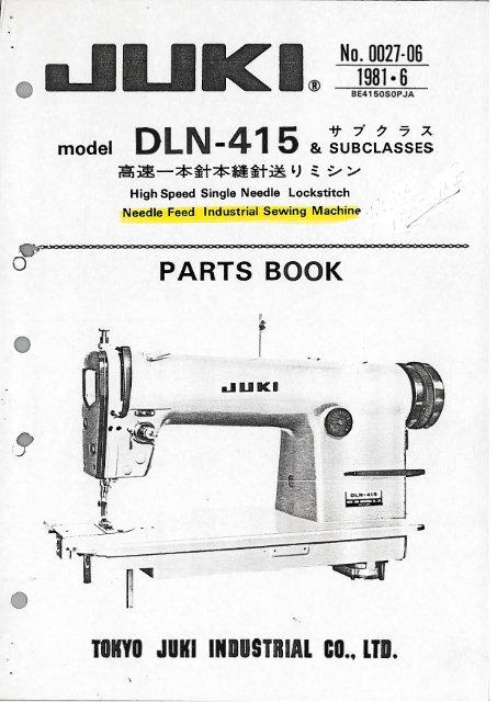 Parts book for Juki DLN-415