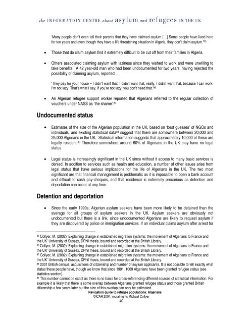 Navigation guide Refugee populations in the UK: Algerians - ICAR