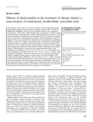 Efficacy of desloratadine in the treatment of allergic rhinitis: a ... - Rima