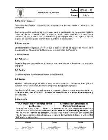 CÃ³digo GGI-03 v.02 CodificaciÃ³n de Equipos PÃ¡gina 1 de 14 1 ...