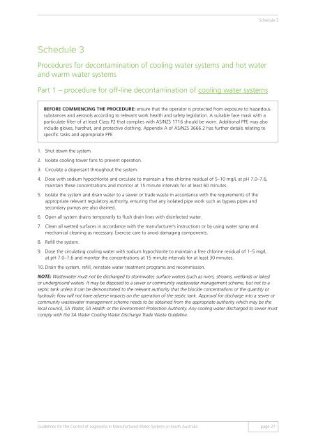 Guidelines for the Control of Legionella in Manufactured Water ...