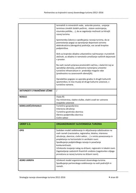 Strategija razvoja slovenskega turizma 2012-2016 - Ministrstvo za ...