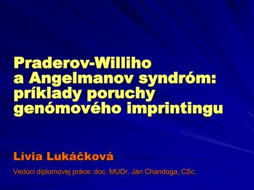 príklady poruchy genómového imprintingu - datasolution.sk