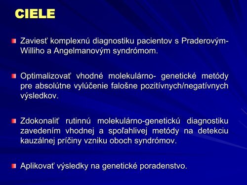 príklady poruchy genómového imprintingu - datasolution.sk