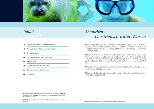 Abtauchen – Der Mensch unter Wasser