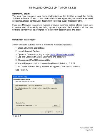 INSTALLING ORACLE JINITIATOR 1 - SDSU