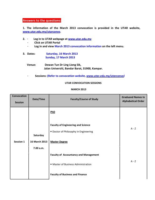 FAQs - Universiti Tunku Abdul Rahman