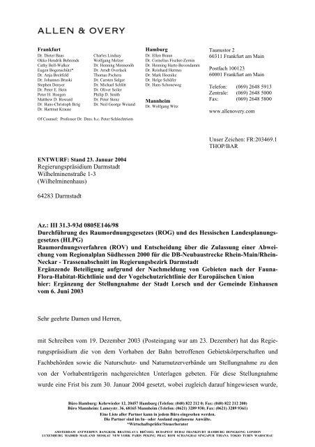 RegierungsprÃ¤sidium Darmstadt WilhelminenstraÃe 1 ... - SPD Lorsch