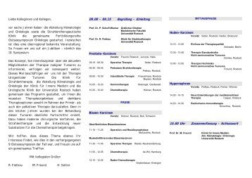 10. Ostseesymposium Onkologie - Hämatologie und Onkologie ...