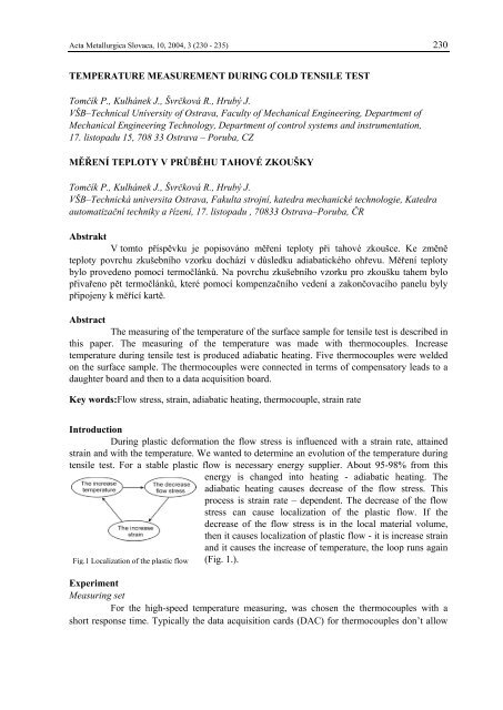 TEMPERATURE MEASUREMENT DURING COLD TENSILE TEST
