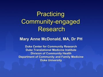 Community-engaged research - DTMI - Duke University