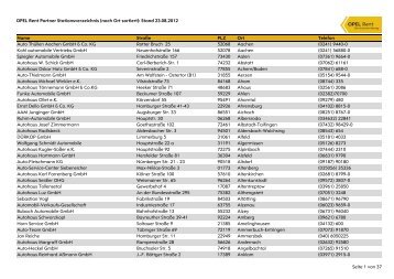 OPEL Rent Partner Stationsverzeichnis (nach Ort sortiert): Stand ...