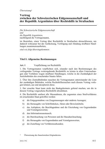 Vertrag zwischen der Schweizerischen Eidgenossenschaft und der ...