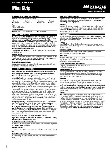 Miracle Sealants Product Recommendation Chart