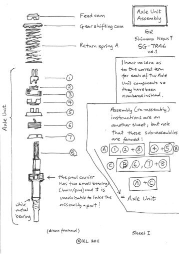 Shimano Nexus 7 Axle Unit Assembly Instructions - Sheldon Brown