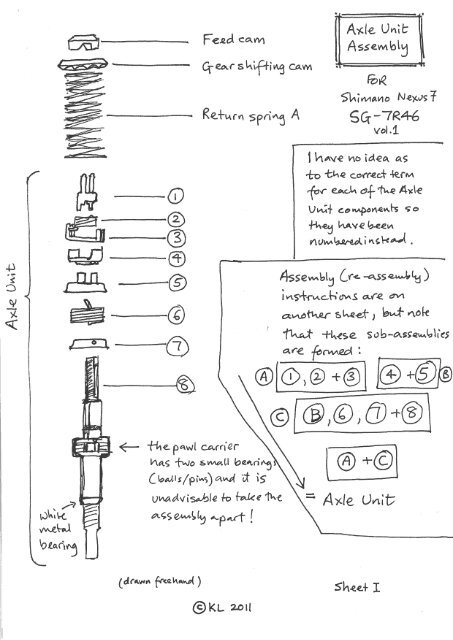 viernes espontáneo Evaluación Shimano Nexus 7 Axle Unit Assembly Instructions - Sheldon Brown