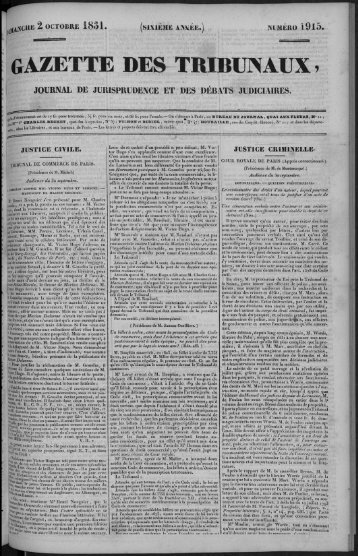 GAZETTE DES TRIBUNAUX