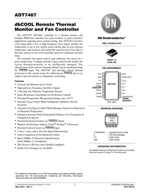 ADT7467 - dbCOOL Remote Thermal Monitor and Fan Controller