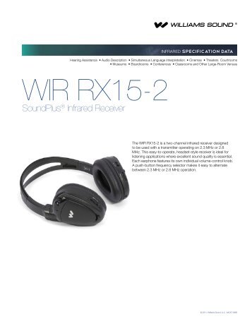 WIR RX15-2 Specifications - Williams Sound