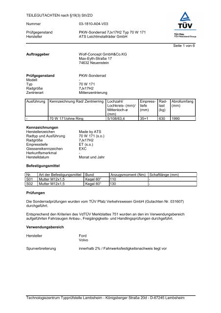 TEILEGUTACHTEN nach Â§19(3) StVZO Nummer 03-1810-A04-V03 ...