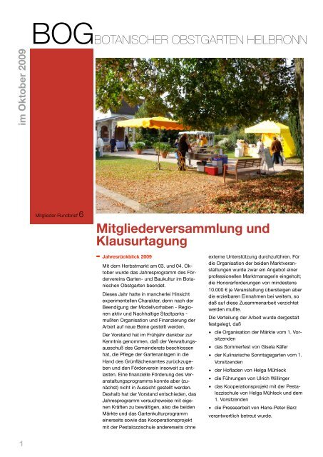 Mitglieder Rundbrief Botanischer Obstgarten Heilbronn