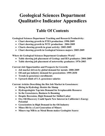 Appendices to Qualitative Program Indicators - Geological Sciences ...