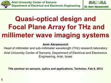 Quasi-optical design and Focal Plane Array for THz and ... - WorkShop