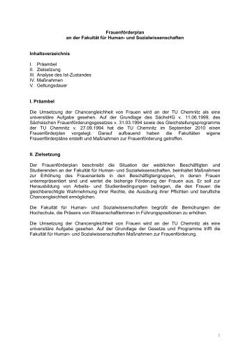 Frauenförderplan an der Fakultät für - Technische Universität ...