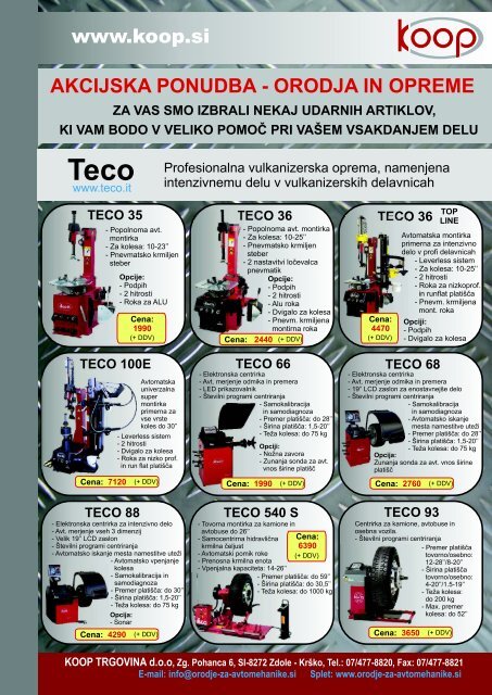 TECO 36 - Orodja in oprema