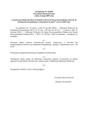 ZarzÄdzenie Prezydenta Miasta Otwocka do pobrania - Biuletyn ...