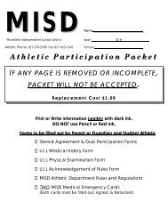 MISD Physical Packet - Mansfield Independent School District