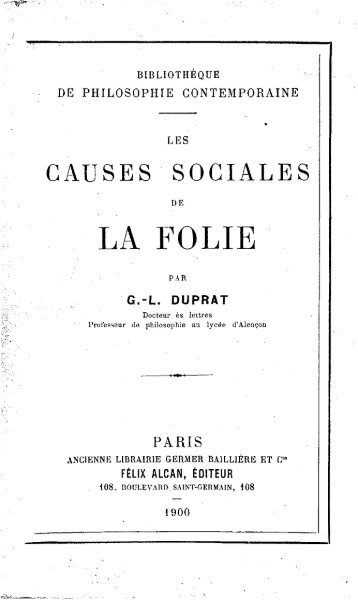 les causes sociales de la folie