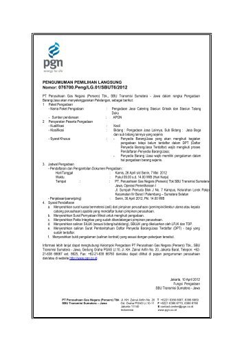 PT PERUSAHAAN GAS NEGARA (PERSERO) Tbk - PGN