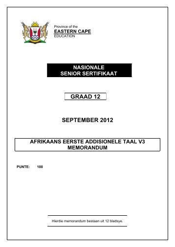 Afrikaans Eerste Addisionele Taal Vraestel 3 - Thutong
