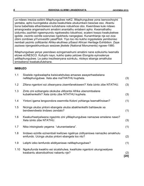 isiXhosa Home Language - Ecexams.co.za