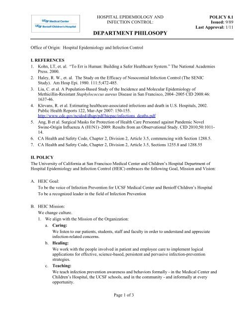 8 1 Heic Department Philosophy Infection Control Ucsf Medical