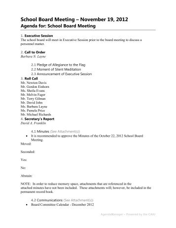 School Board Meeting â November 19, 2012 - the Middletown Area ...