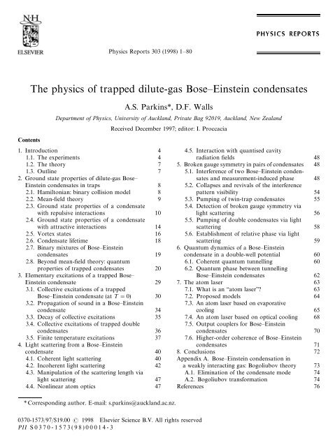 The physics of trapped dilute-gas Bose—Einstein condensates