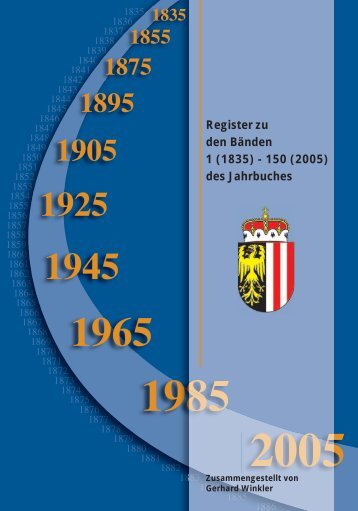 Register zu den Bänden 1 (1835) - 150 (2005) des Jahrbuches