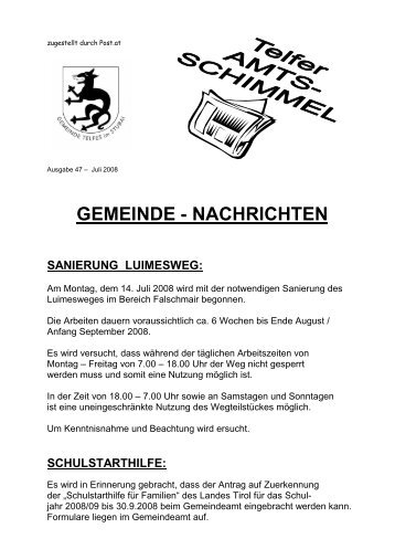 Amtsschimmel Nr. 47 - Juli 2008.pdf - Gemeinde Telfes im Stubai