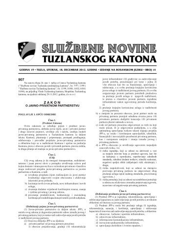 SluÅ¾bene novine Tuzlanskog kantona broj 14 - Skupstina ...