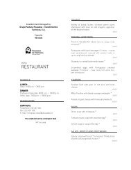 Carta Restaurante Inglês - Pousadas de Portugal