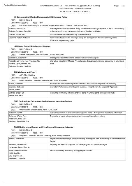 Academic Programme - Regional Studies Association