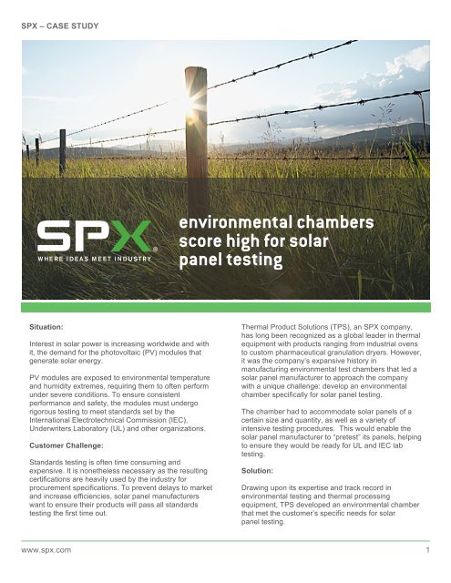 environmental chambers score high for solar panel testing - SPX