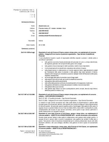 Curriculum Amadori Anna Lisa - Comune di Faenza