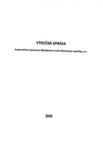 VÃ½roÄnÃ¡ sprÃ¡va za rok 2009, 1.ÄasÅ¥ na stiahnutie (PDF) - AOMVSR.sk