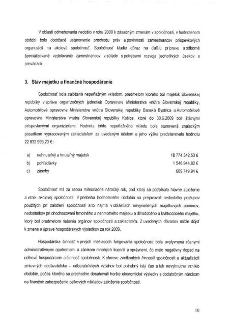 VÃ½roÄnÃ¡ sprÃ¡va za rok 2009, 1.ÄasÅ¥ na stiahnutie (PDF) - AOMVSR.sk