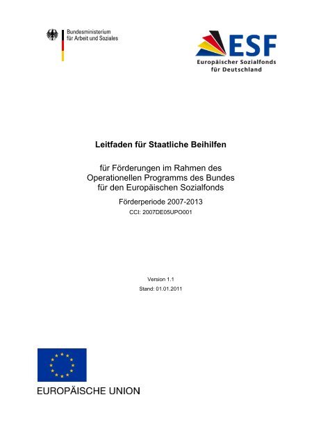 Leitfaden Staatliche Beihilfen - Europäischer Sozialfonds (ESF)