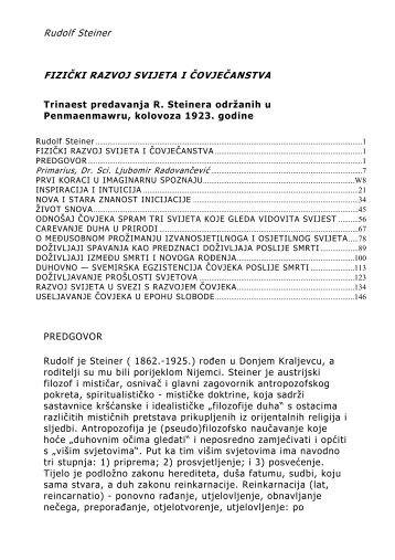 Rudolf Steiner FIZIÄKI RAZVOJ SVIJETA I ... - Antropozofija